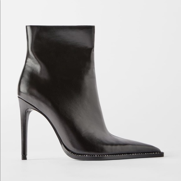 SOLD Zara Shiny Heeled Ankle Boots - Picture 2 of 8